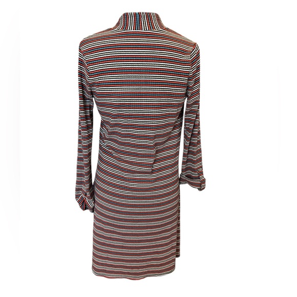 Chris & Carol Lightweight Coral and Turquoise Striped Flowy Open Front Cardigan - Picture 3 of 5